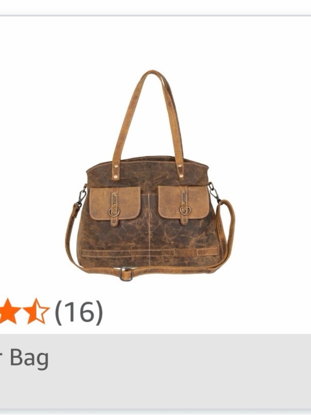 Myra Bag Brown Vintage Leather Tote Bag with Removable Strap - Picture 14 of 16